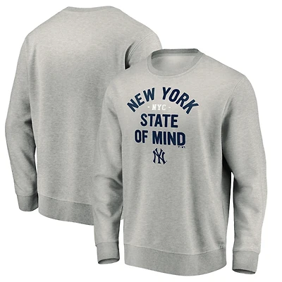 Men's Gray New York Yankees Heater Pullover Sweatshirt