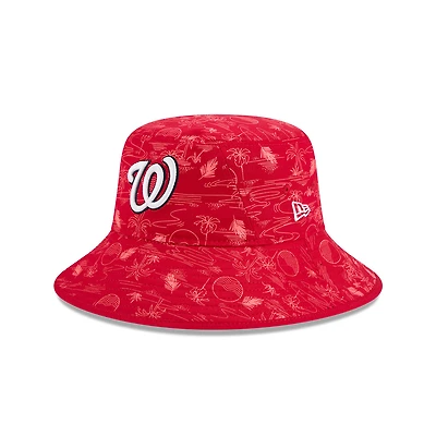 Youth New Era  Red Washington Nationals 2025 Spring Training All Over Print Bucket Hat