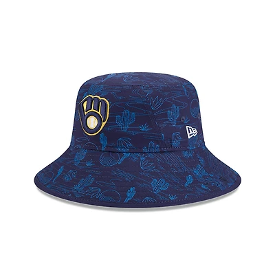 Youth New Era  Navy Milwaukee Brewers 2025 Spring Training All Over Print Bucket Hat