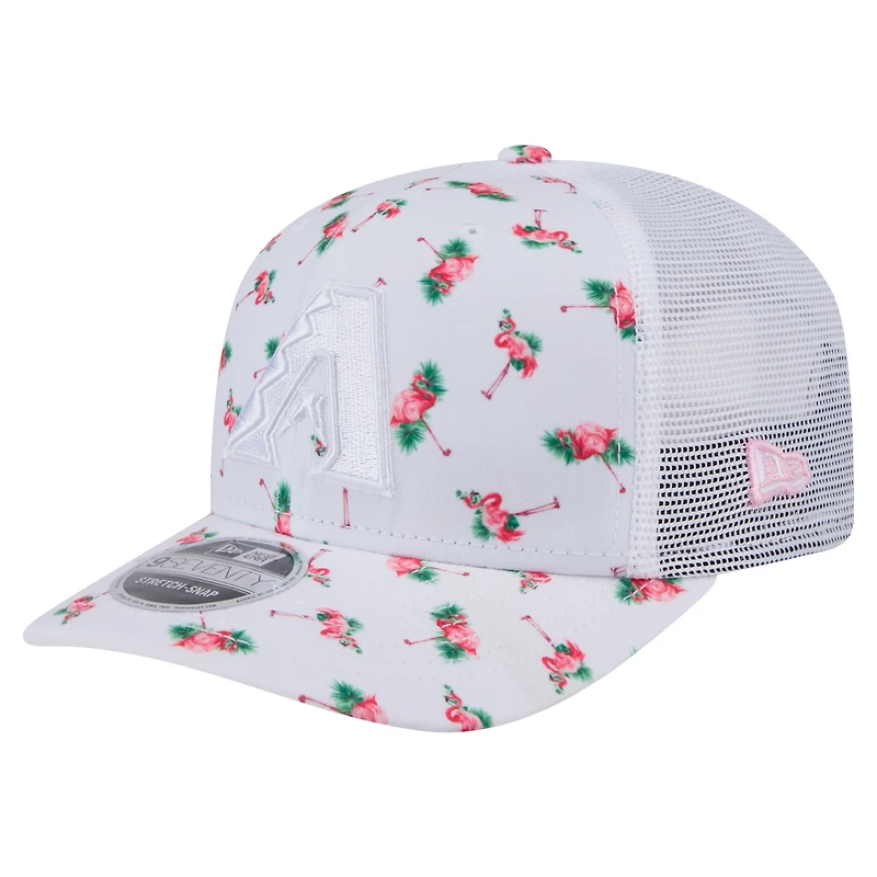 Men's New Era  White Arizona Diamondbacks Flamingo Mesh Back 9SEVENTY Stretch-Snap Hat