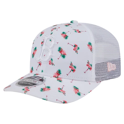 Men's New Era  White Boston Red Sox Flamingo Mesh Back 9SEVENTY Stretch-Snap Hat