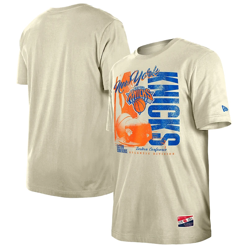 Men's New Era  Cream New York Knicks Distressed Throwback Vintage Color Pack T-Shirt