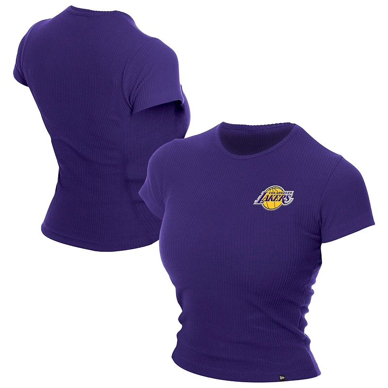 Women's New Era  Purple Los Angeles Lakers Leisure Collection Baby Doll Cropped T-Shirt