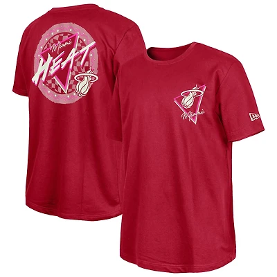 New Era Dark Red Miami Heat Glow-in-the-Dark T-Shirt