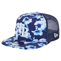 Men's New Era Navy Tampa Bay Rays Adventure Pattern Golfer Trucker Snapback Hat