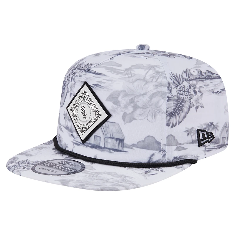 Men's New Era White Chicago White Sox Printed Island Golfer Snapback Hat