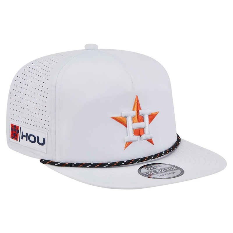 Men's New Era White Houston Astros Perforated Golfer Snapback Hat