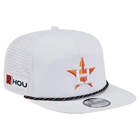 Men's New Era White Houston Astros Perforated Golfer Snapback Hat