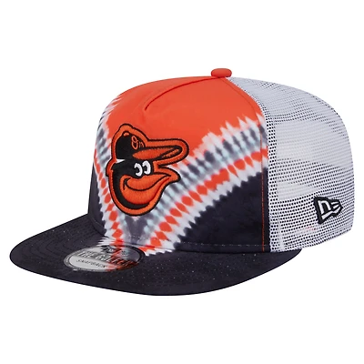 Men's New Era Baltimore Orioles Tie-Dye Golfer Trucker Adjustable Hat