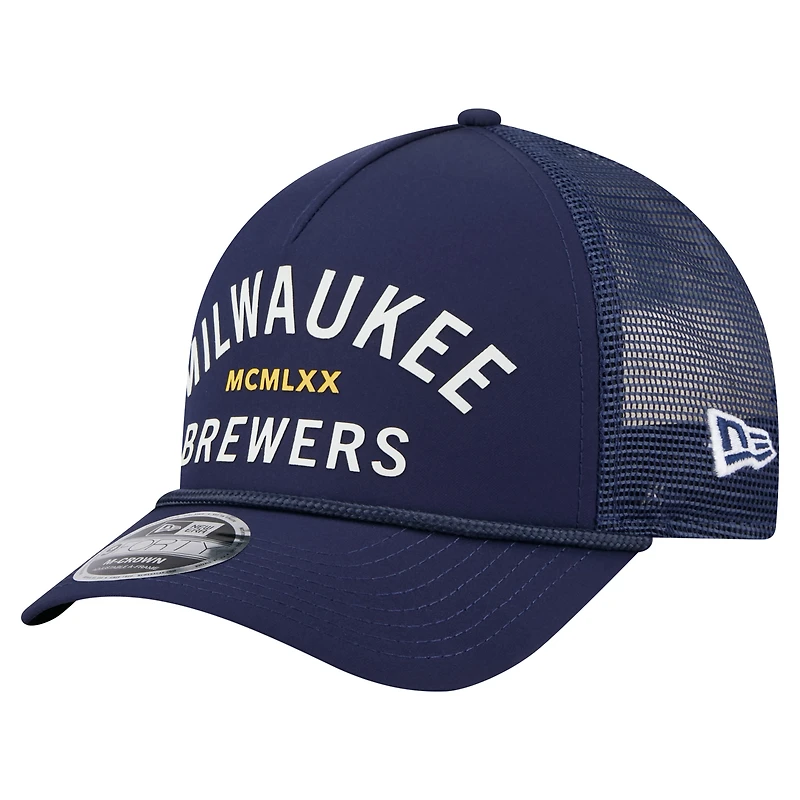 Men's New Era  Navy Milwaukee Brewers Minimalist 9FORTY A-Frame Adjustable Hat