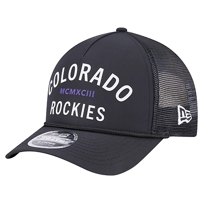 Men's New Era  Black Colorado Rockies Minimalist 9FORTY A-Frame Adjustable Hat