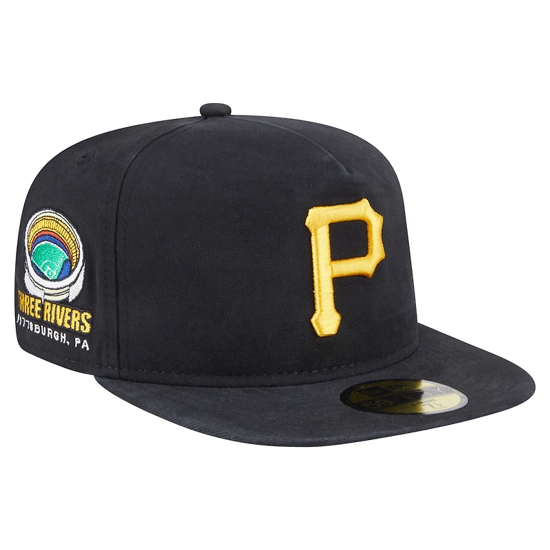 Men's New Era  Black Pittsburgh Pirates Championship Side Flag A-Frame 59FIFTY Fitted Hat