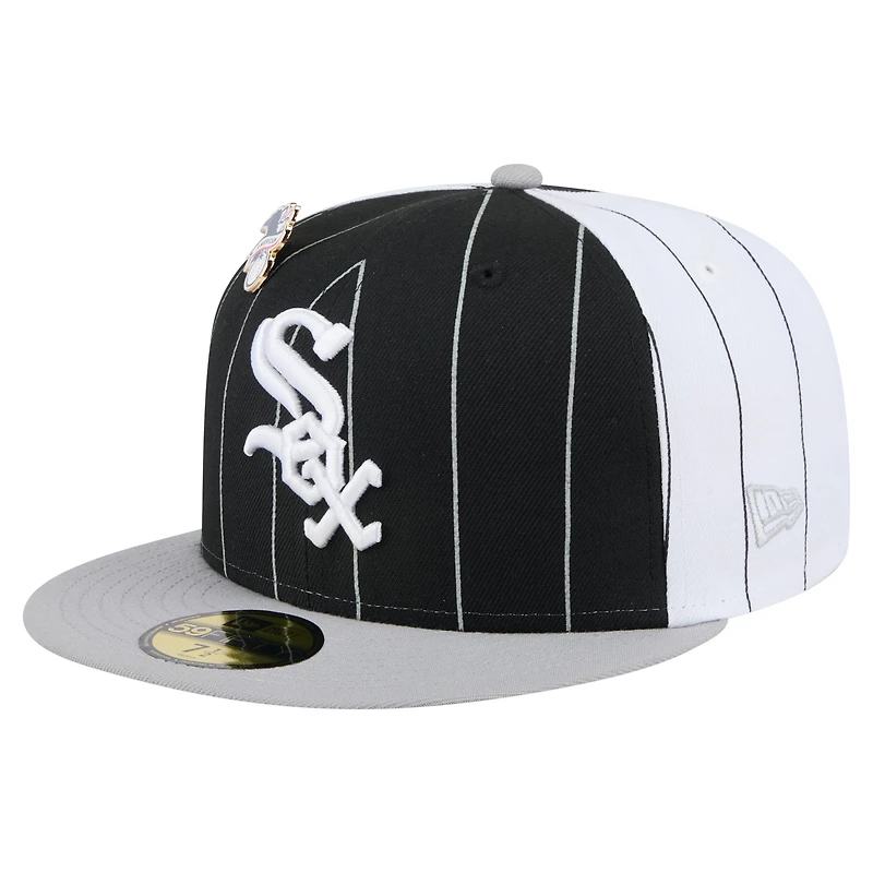 Men's New Era  Black Chicago White Sox Pinstripe 59FIFTY Fitted Hat
