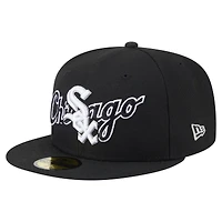 Men's New Era Black Chicago White Sox Overlap 59FIFTY Fitted Hat
