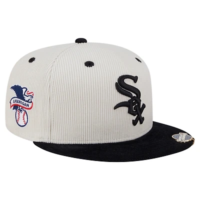 Men's New Era Cream/Black Chicago White Sox Two-Tone Corduroy 59FIFTY Fitted Hat