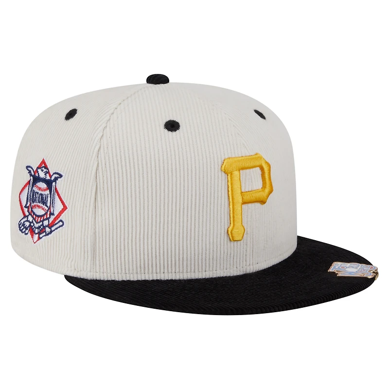 Men's New Era Cream/Black Pittsburgh Pirates Two-Tone Corduroy 59FIFTY Fitted Hat