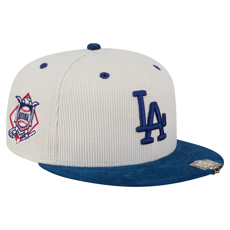 Men's New Era Cream/Royal Los Angeles Dodgers Two-Tone Corduroy 59FIFTY Fitted Hat