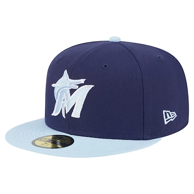 Men's New Era Navy/Light Blue Miami Marlins Color Pack 2-Tone 59FIFTY Fitted Hat