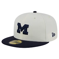 Men's New Era Cream Michigan Wolverines Chrome 59FIFTY Fitted Hat