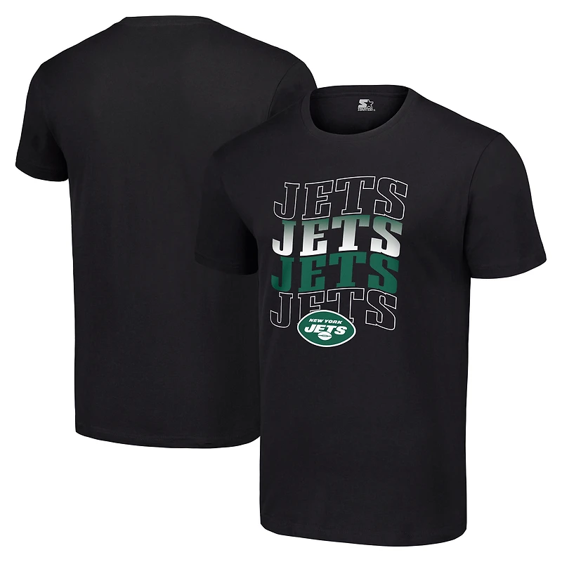 Men's Starter Black New York Jets Four Name T-Shirt