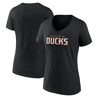 Women's Black Anaheim Ducks Wordmark V-Neck T-Shirt