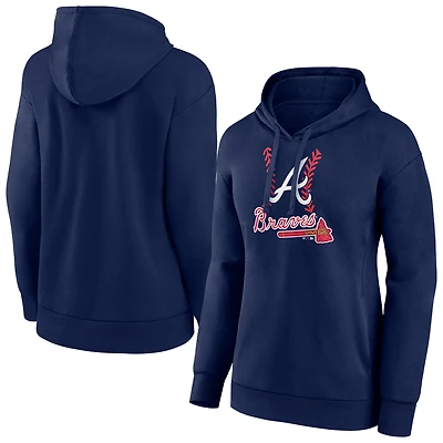 Women's Navy Atlanta Braves Fastball Pullover Hoodie