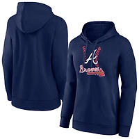 Women's Navy Atlanta Braves Fastball Pullover Hoodie