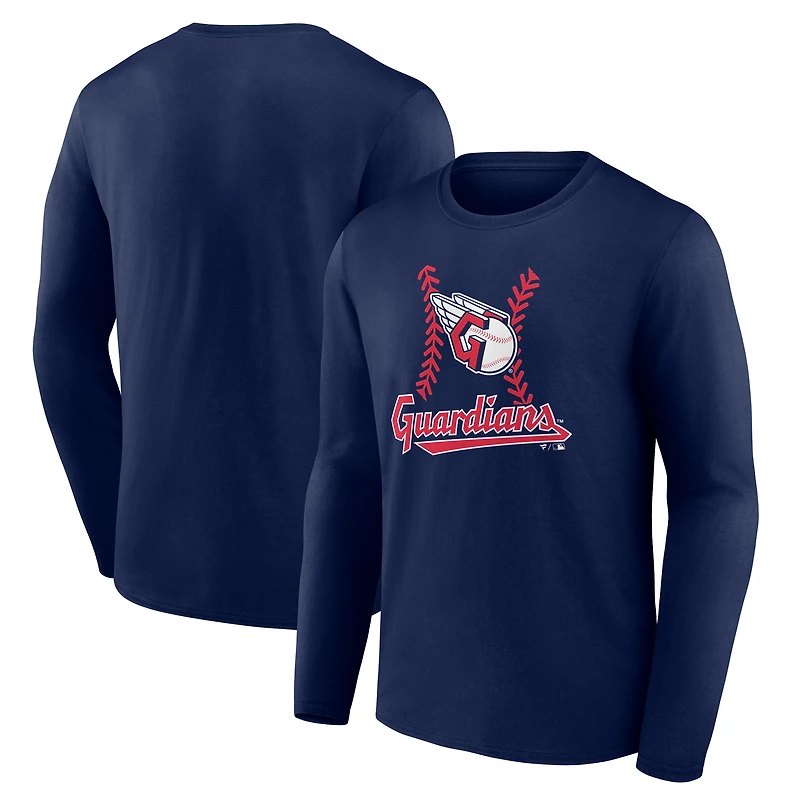 Men's Navy Cleveland Guardians Fastball Long Sleeve T-Shirt