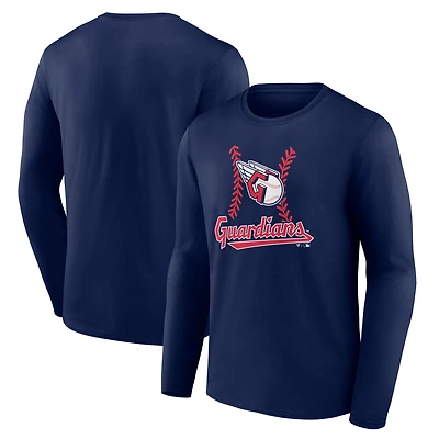 Men's Navy Cleveland Guardians Fastball Long Sleeve T-Shirt
