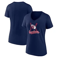 Women's Navy Cleveland Guardians Fastball V-Neck T-Shirt