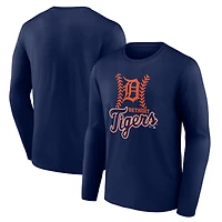 Men's Navy Detroit Tigers Fastball Long Sleeve T-Shirt