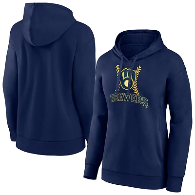 Women's Navy Milwaukee Brewers Fastball Pullover Hoodie