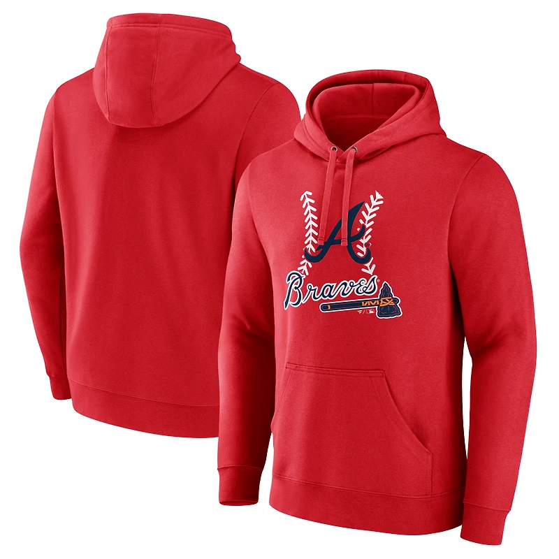 Men's Red Atlanta Braves Fastball Pullover Hoodie
