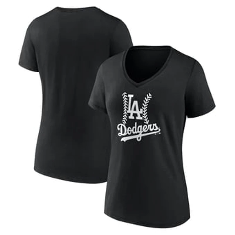 Women's Black Los Angeles Dodgers Fastball V-Neck T-Shirt