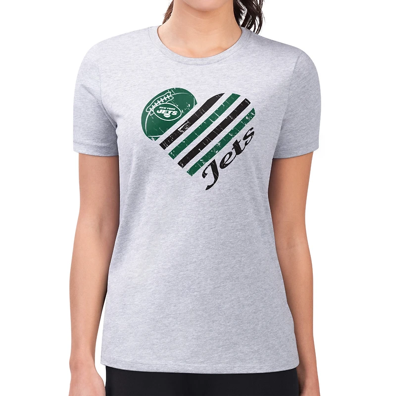 Women's G-III 4Her by Carl Banks Heather Gray New York Jets Heart T-Shirt