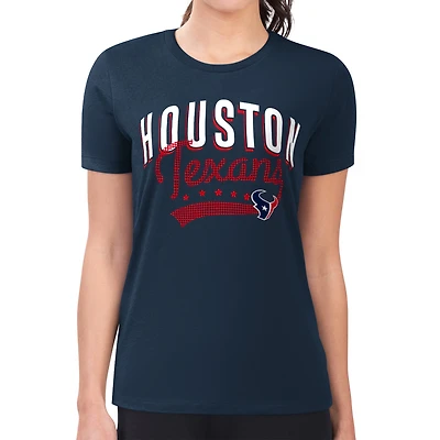 Women's G-III 4Her by Carl Banks Navy Houston Texans Super-Slim Fit Lightweight Filigree Team T-Shirt