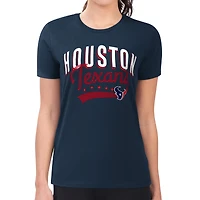 Women's G-III 4Her by Carl Banks Navy Houston Texans Super-Slim Fit Lightweight Filigree Team T-Shirt