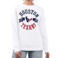 Women's G-III 4Her by Carl Banks White Houston Texans Large Round Team Graphic Fleece Pullover Sweatshirt