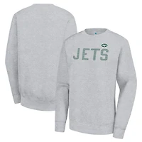 Women's G-III 4Her by Carl Banks Heather Gray New York Jets Dot Print Fleece Pullover Sweatshirt