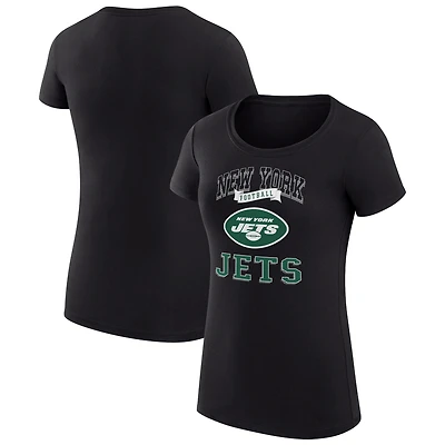 Women's G-III 4Her by Carl Banks Black New York Jets Super-Slim Fit Lightweight Team Logo Graphic T-Shirt