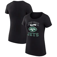 Women's G-III 4Her by Carl Banks Black New York Jets Super-Slim Fit Lightweight Team Logo Graphic T-Shirt