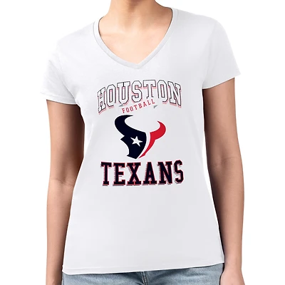 Women's G-III 4Her by Carl Banks White Houston Texans Super-Slim Fit Lightweight Team Logo Graphic V-Neck T-Shirt