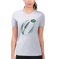 Women's G-III 4Her by Carl Banks  Heather Gray New York Jets Super-Slim Fit Lightweight Subtle Football T-Shirt