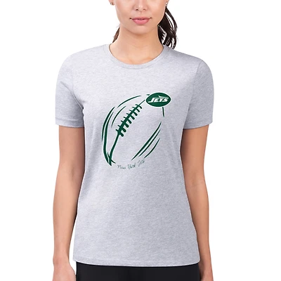 Women's G-III 4Her by Carl Banks  Heather Gray New York Jets Super-Slim Fit Lightweight Subtle Football T-Shirt