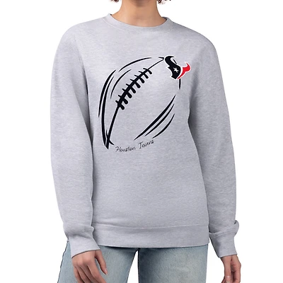 Women's G-III 4Her by Carl Banks Heather Gray Houston Texans Football Logo Graphic Fleece Tri-Blend Pullover Sweatshirt