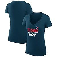 Women's G-III 4Her by Carl Banks Navy Houston Texans Super-Slim Fit Lightweight V-Neck T-Shirt