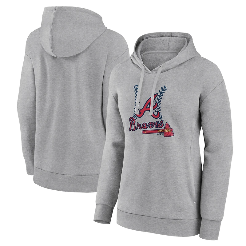 Women's Gray Atlanta Braves Fastball Pullover Hoodie