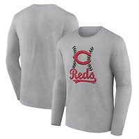 Men's Gray Cincinnati Reds Fastball Long Sleeve T-Shirt