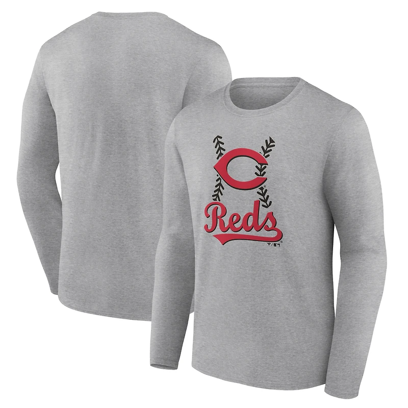 Men's Gray Cincinnati Reds Fastball Long Sleeve T-Shirt