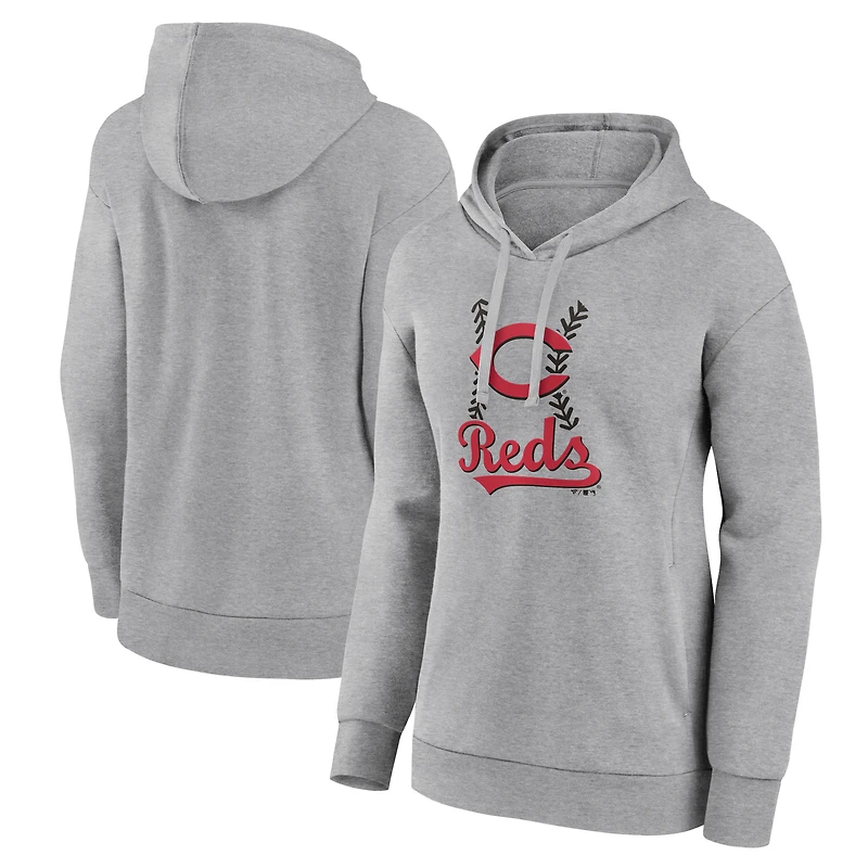 Women's Gray Cincinnati Reds Fastball Pullover Hoodie